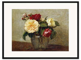 Gerahmter Kunstdruck Rote und gelbe Rosen