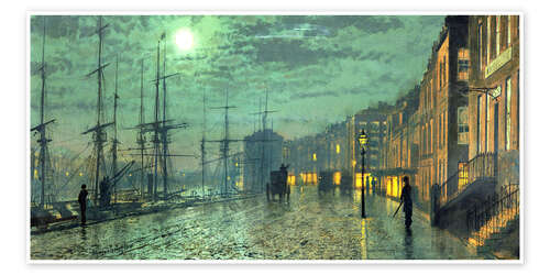 Poster City Docks by Moonlight