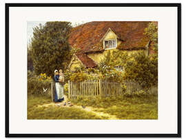 Gerahmter Kunstdruck Mutter und Kind am Landhaus