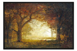 Gerahmter Kunstdruck Sonnenaufgang im Wald