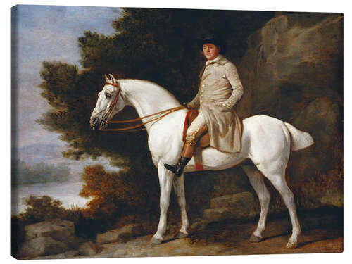 Tableau sur toile Homme sur un cheval blanc