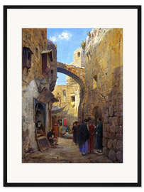 Gerahmter Kunstdruck Straßenszene in Jerusalem