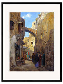 Inramat konsttryck Street Scene in Jerusalem