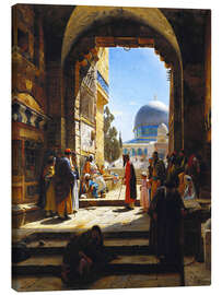 Lærredsbillede  At the Entrance to the Temple Mount, Jerusalem - Gustave Bauernfeind