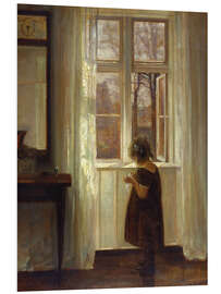 Foam board print Little girl at a window