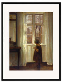 Gerahmter Kunstdruck Kleines Mädchen an einem Fenster