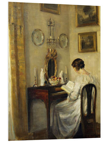 Foam board print Woman reading a spinet