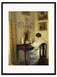 Gerahmter Kunstdruck Lesende Frau an einem Spinett