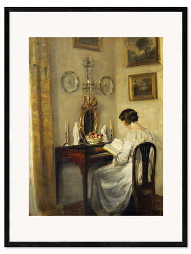 Framed art print Woman reading a spinet
