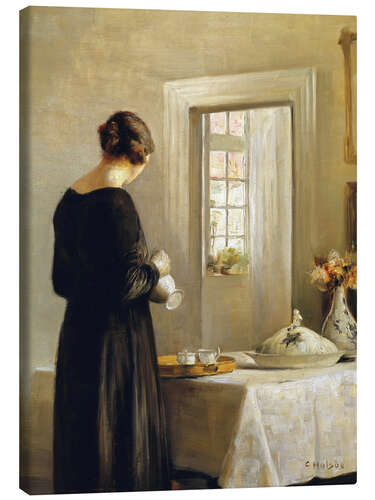 Canvas print An Interior with a Woman at a Table