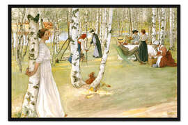 Gerahmter Kunstdruck Das Frühstück im Grünen - Carl Larsson
