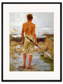 Gerahmter Kunstdruck Ein Junge mit einem Ruder