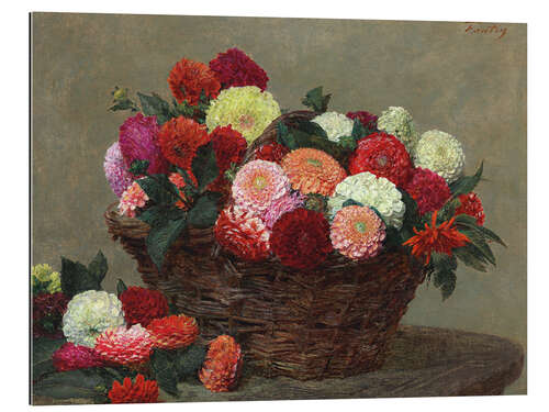 Stampa su plexi-alluminio Basket of dahlias, 1893