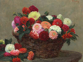 Magnettafel Korb mit Dahlien