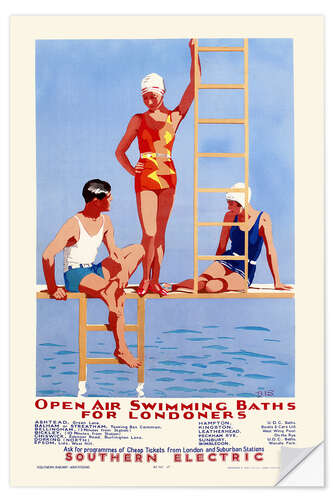 Autocolante decorativo Cartaz vintage de uma piscina em Londres