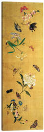 Canvas print 100 butterflies, flowers and insects, detail