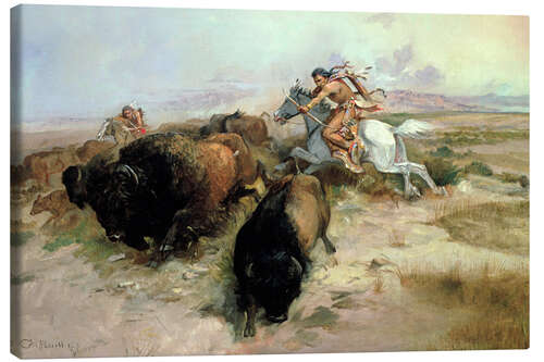 Lerretsbilde Buffalo Hunt, 1897