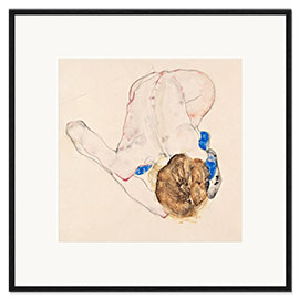 Inramat konsttryck Nude with blue stockings