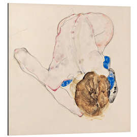 Magnettafel Nach vorn gebeugter Akt mit blauen Strümpfen