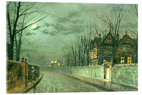 Acrylic print Old English House, Moonlight after Rain