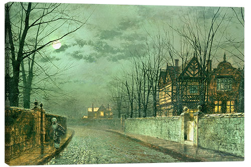 Quadro em tela Old English House, Moonlight after Rain