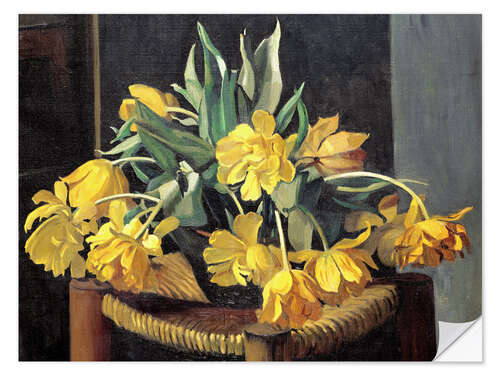 Wall sticker Double Yellow Tulips on a Wicker Chair