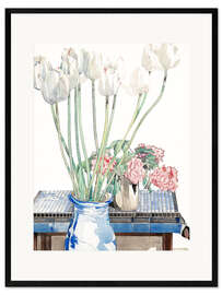 Gerahmter Kunstdruck Weiße Tulpen