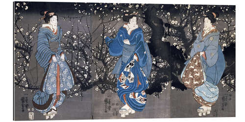 Cuadro de plexi-alu An oban triptych depicting a Nocturnal Scene with three Bijin