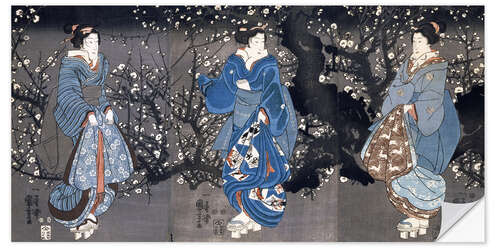 Wall sticker An oban triptych depicting a Nocturnal Scene with three Bijin