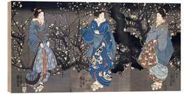 Puutaulu An oban triptych depicting a Nocturnal Scene with three Bijin