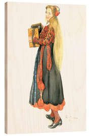 Tableau en bois Lisbeth joue de l'accordéon