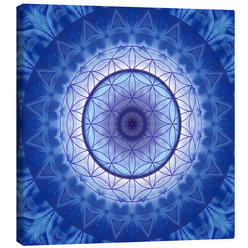 Canvastavla Flower of life blue