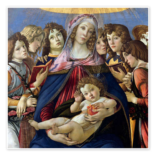 Poster Maria mit dem Kinde und sechs Engeln