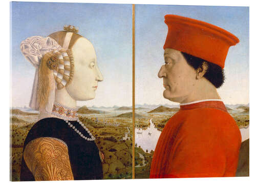 Acrylglasbild Diptychon des Federico da Montefeltro mit seiner Gattin Battista Sforza