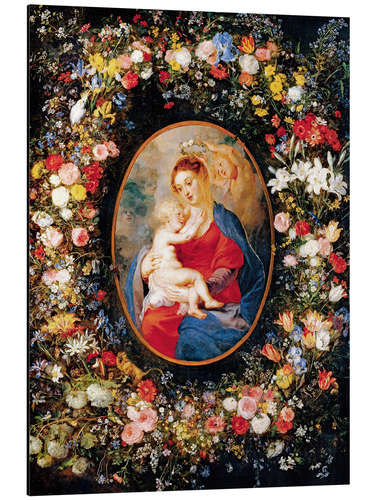 Aluminiumsbilde Madonna in the floral wreath