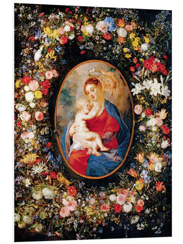 Tableau en PVC Madonna in the floral wreath