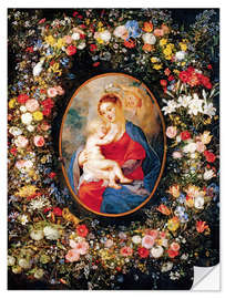 Vinilo para la pared Madonna in the floral wreath