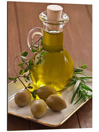 Aluminiumtavla Olive oil and olives