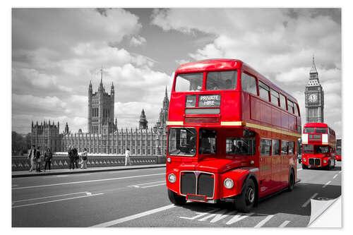 Wall sticker Westminster Bridge and Red Buses