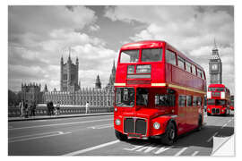 Sticker mural Pont de Westminster et bus anglais