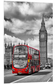 Print på skumplade Big Ben and Red Bus