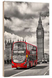 Stampa su legno Big Ben and Red Bus