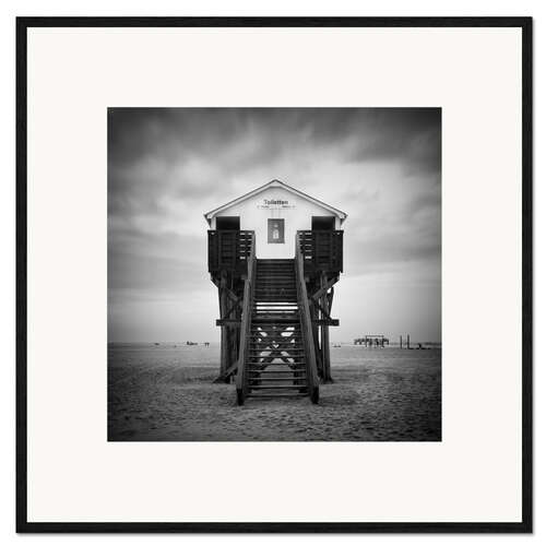 Gerahmter Kunstdruck Toilettenhaus am Strand