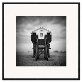 Impression artistique encadrée Toilettes sur une plage allemande