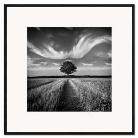 Gerahmter Kunstdruck Baum und Wolken