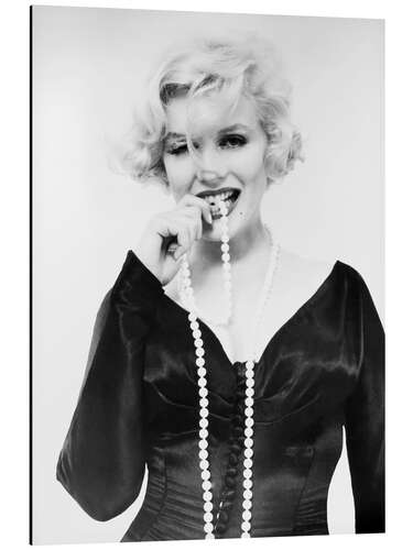 Aluminiumsbilde Marilyn Monroe with Pearl Necklace