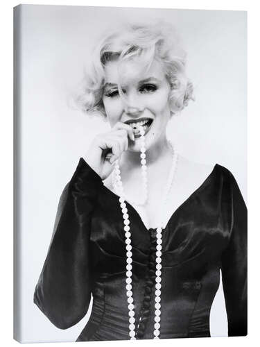 Quadro em tela Marilyn Monroe with Pearl Necklace