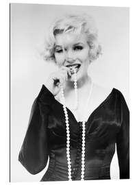 Stampa su plexi-alluminio Marilyn Monroe with Pearl Necklace