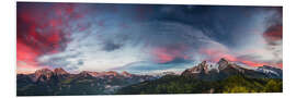 Foam board print Sunset over the Berchtesgaden