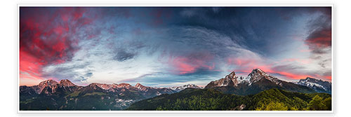 Poster Sunset over the Berchtesgaden